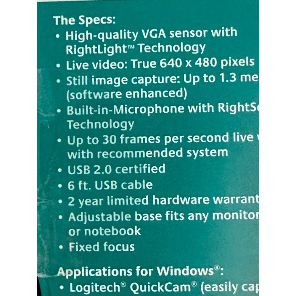 NIB Logitech Webcam QuickCam Communicate STX Built in Microphone new - Picture 11 of 12